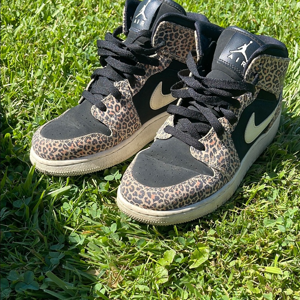 Black and Brown Nike Dunk Low Sneakers with Animal Print